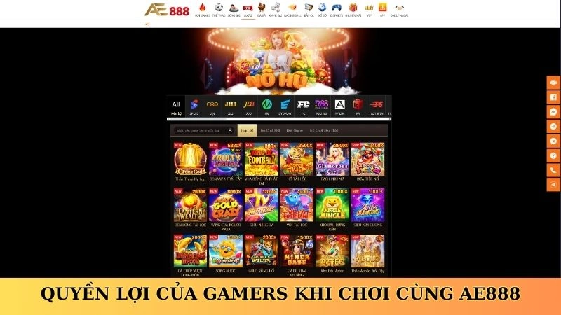 Quyền lợi của gamers khi chơi cùng AE888