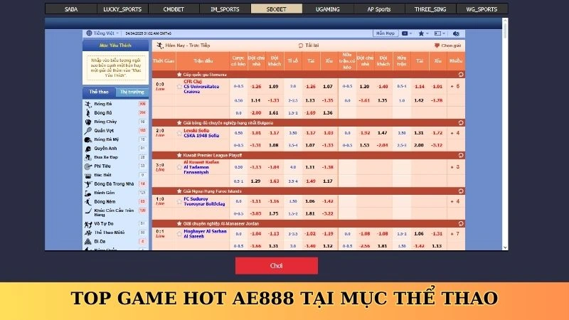 Top game hot AE888 tại mục thể thao