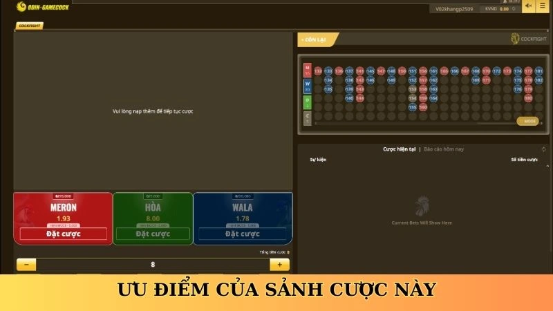 Ưu điểm của sảnh cược này